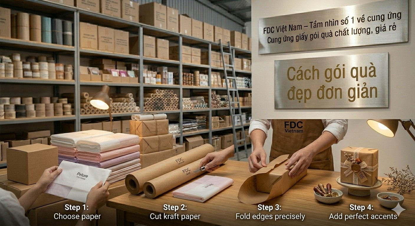 Hướng dẫn sử dụng giấy gói quà đẹp